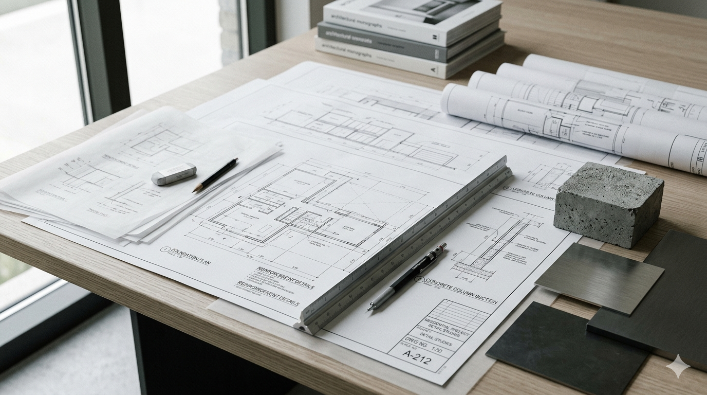 Architectural drawing set and layout planning